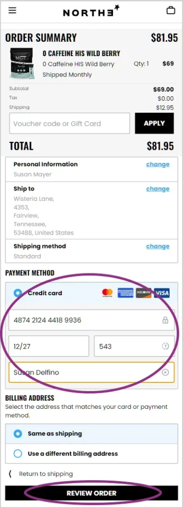 NortheStar order payments